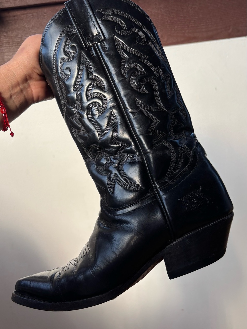 Rudel Black Western Embroidered Leather Cowboy Boot - Women